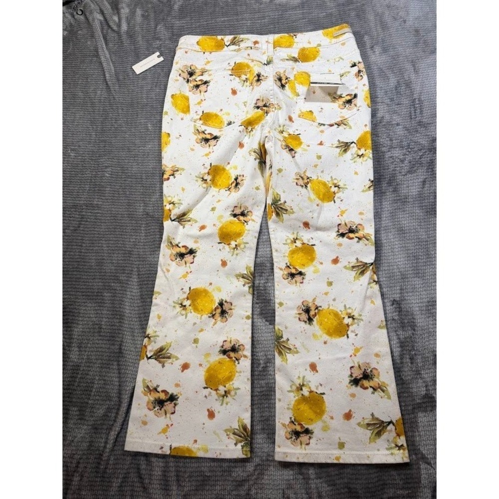 Anthropologie Pilcro The Letterpress Lemon Floral Boot Jeans Womens White 32X27 - Picture 7 of 11